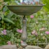 27" Tall Ornate Pedestal Birdbath with Little Bird Details