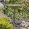 27" Tall Ornate Pedestal Birdbath with Little Bird Details