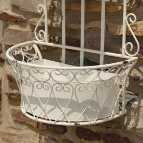 Set of 2 Dual Wall Hanging Planters with Removable Baskets "London 1820" (Colors_Zaer: Antique White)