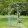 "Stephania" 8ft. Tall Garden Gate Arch with Side Plant Stands