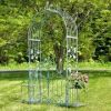 "Stephania" 8ft. Tall Garden Gate Arch with Side Plant Stands