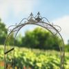 "Stephania" 8ft. Tall Garden Gate Arch with Side Plant Stands