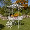 "La Rochelle" Parisian-Inspired Iron Flower Cart with Fleur-de-lis Details