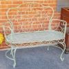 "Esme" Iron Garden Bench with Heart Designs in Antique White