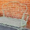 "Esme" Iron Garden Bench with Heart Designs in Antique White