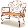 "Esme" Iron Garden Bench with Heart Designs in Antique White