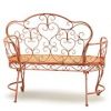 "Esme" Iron Garden Bench with Heart Designs in Antique White