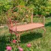 "Esme" Iron Garden Bench with Heart Designs in Antique White