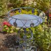 28.35" Tall Victorian Style Round Planter Table with Aster Flower Accents "Copenhagen 1843"