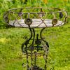 28.35" Tall Victorian Style Round Planter Table with Aster Flower Accents "Copenhagen 1843"