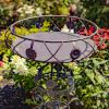 28.35" Tall Victorian Style Round Planter Table with Aster Flower Accents "Copenhagen 1843"