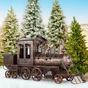 5.85 ft. Long Medium Iron Train with Cart & Lanterns "Blessed Bullet" (Colors_Zaer: Antique Bronze)