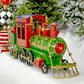 5.85 ft. Long Medium Iron Train with Cart & Lanterns "Blessed Bullet" (Colors_Zaer: Red/Green/Gold)