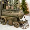 12.5ft. Large Iron Christmas Train with Cart & Lanterns "The North Pole Express"