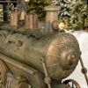 12.5ft. Large Iron Christmas Train with Cart & Lanterns "The North Pole Express"