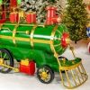 12.5ft. Large Iron Christmas Train with Cart & Lanterns "The North Pole Express"