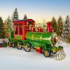 16 ft. Long X-Large Iron Train with Cart and Lanterns "The Flying Santa"