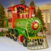 16 ft. Long X-Large Iron Train with Cart and Lanterns "The Flying Santa"