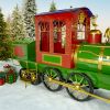 16 ft. Long X-Large Iron Train with Cart and Lanterns "The Flying Santa"