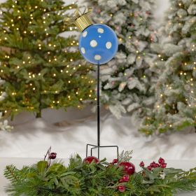 26" Tall Polka Dot Christmas Ball Ornament Metal Garden Stake (Colors_Zaer: Blue)