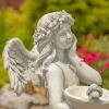 39" Tall Magnesium Angel Statue with Birdbath "Jazmin"