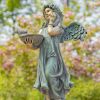 39" Tall Magnesium Angel Statue with Birdbath "Jazmin"