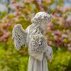 39" Tall Magnesium Angel Statue Holding Bouquet "Sopia"