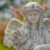 39" Tall Magnesium Angel Statue Holding Bouquet "Sopia"