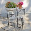 "Marisol" Set of 3 Nesting Iron Mosaic Plant Stands